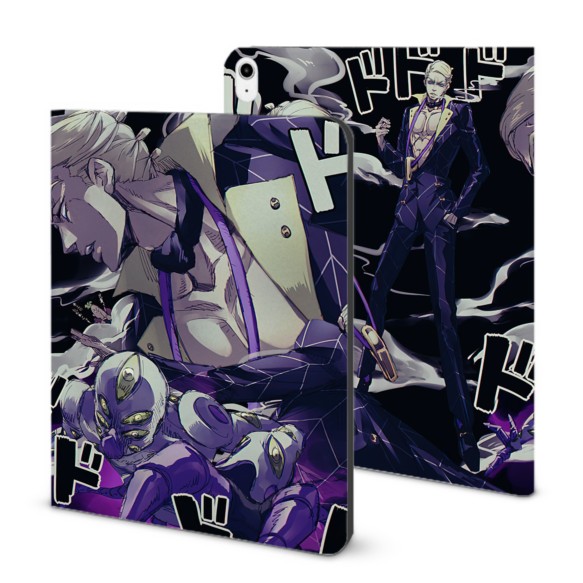 （画像用） ジョジョの奇妙な冒険 JoJo's Bizarre Adventure IPadケース ペンホルダー付き ブックスタイルデザイン